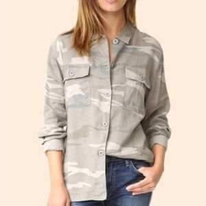 Rails Everett button down camo linen top